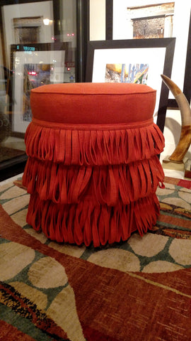 Rita Round Pouf, Orange - V Rugs & Home
