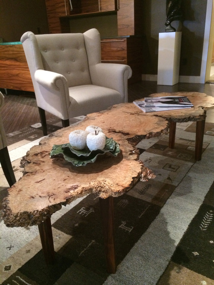 Burled Live Edge Coffee Table - Wood Shop