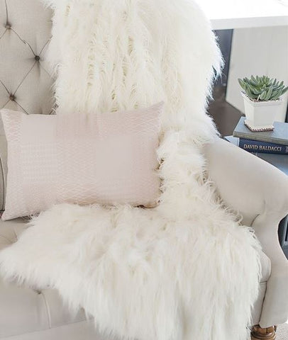 Ivory Tibetan Lamb Signature Series Throw - Fabulous Furs