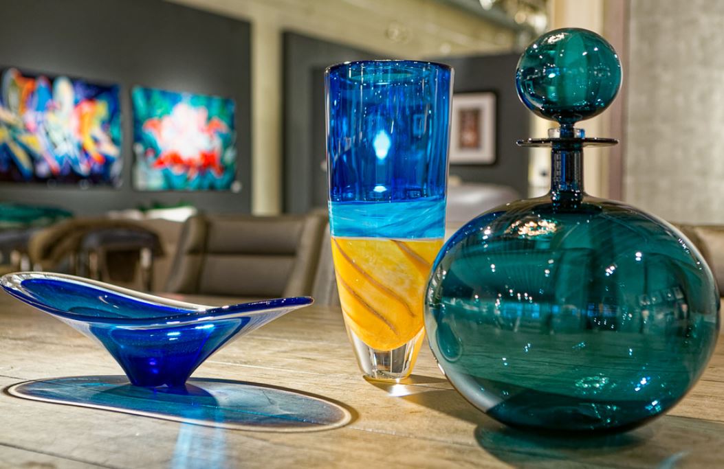 Cerlean Blue Beach Tall Vase - Teign Valley Glass | Luxe Home