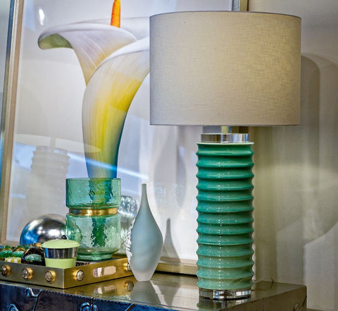 Scalloped Jade Table Lamp - John-Richard