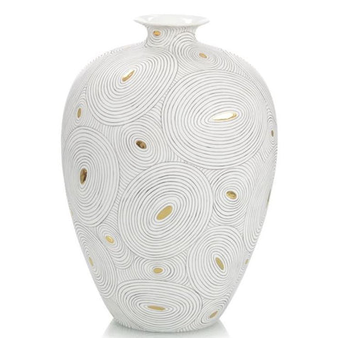 White Porcelain Vase with Gold II - John-Richard