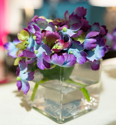 Hydrangea, Glass Cube - Natural Decorations