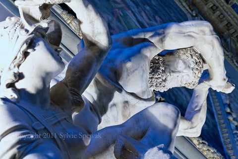 Blue & White Statue Framed - Florence, Italy