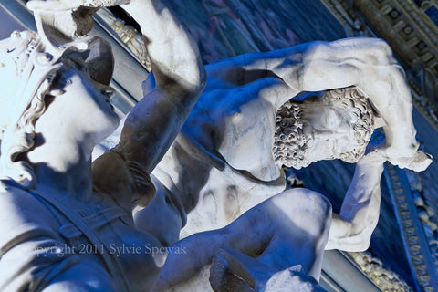Blue & White Statue Aluminum - Florence, Italy - Sylvie Rose Spewak