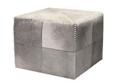 Large Grey Hide Ottoman - Jamie Young