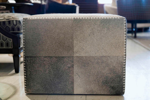 Large Grey Hide Ottoman - Jamie Young