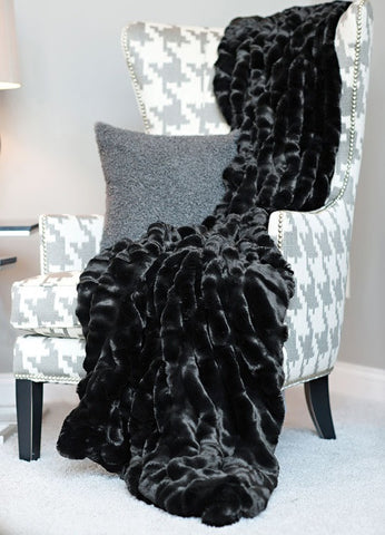 Onyx Mink Couture Faux Fur Throw - Fabulous Furs