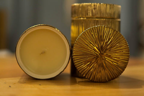 Ocean Jar Candle Sandlewood Teak Gold - Global Views