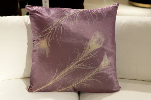 Peacock On Violet Pillow - Aviva Stanoff Design