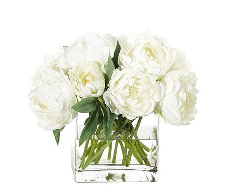 Peony White Glass Cube - NDI