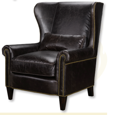 Saunders Leather Wing Chair - Luxe Home