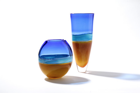 Cerlean Blue Beach Vase - Teign Valley Glass