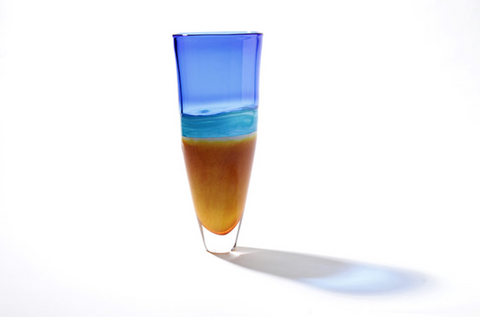 Cerlean Blue Beach Tall Vase - Teign Valley Glass