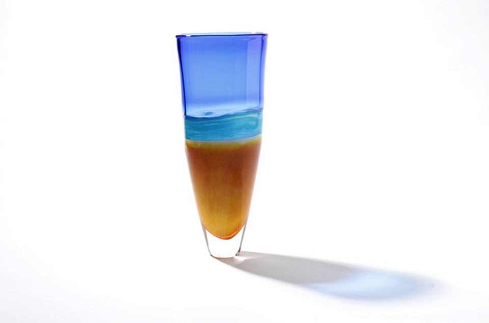 Cerlean Blue Beach Tall Vase - Teign Valley Glass | Luxe Home