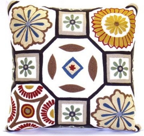 Whimsy Floral Mosaic Pillow - Sabira Collection