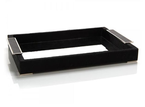 Black Leather & Mirror Tray - John-Richard