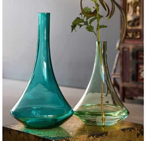 Venus Glass Vase, Blue Glass - Gold Leaf Design Group