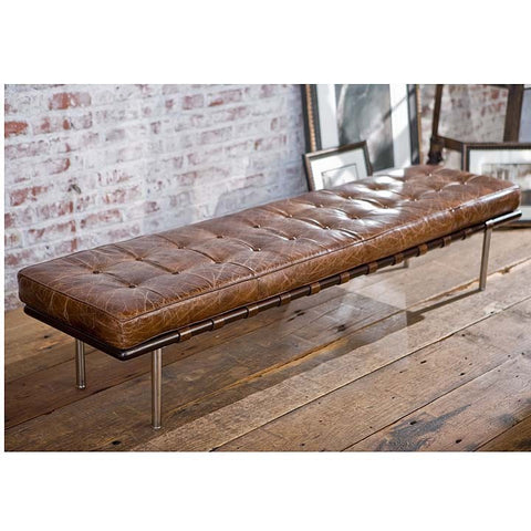 Vintage Leather Tufted Bench - Regina-Andrew Design