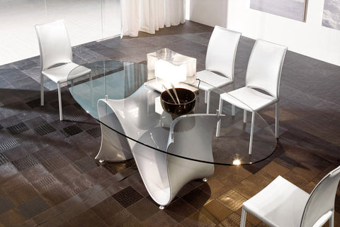 Wave Fixed Oval Dining Table With Black Base- Tonin Casa