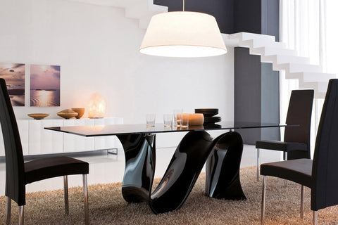 Wave Fixed Oval Dining Table With Black Base- Tonin Casa