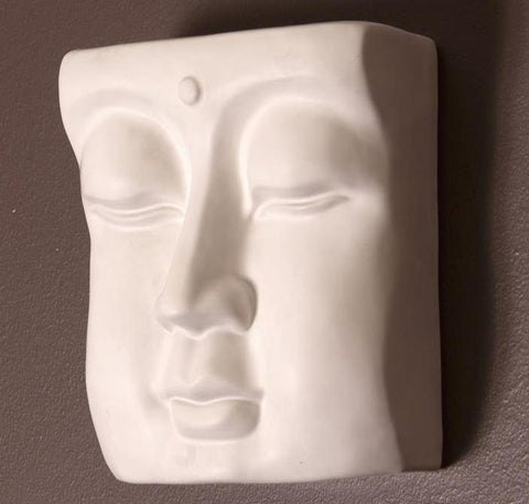 Abstract Buddha Face in Eggshell White Wall Vase - Howard Elliott