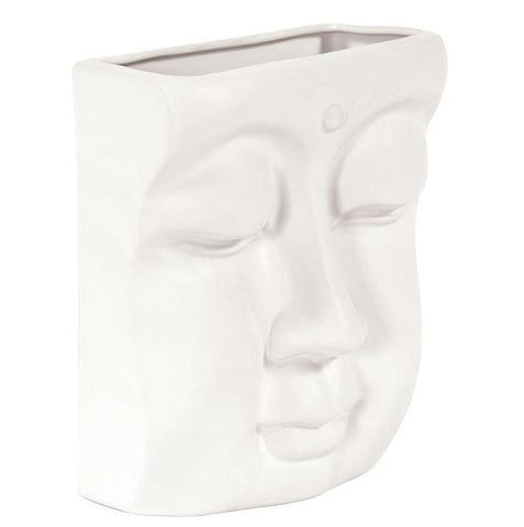 Abstract Buddha Face in Eggshell White Wall Vase - Howard Elliott