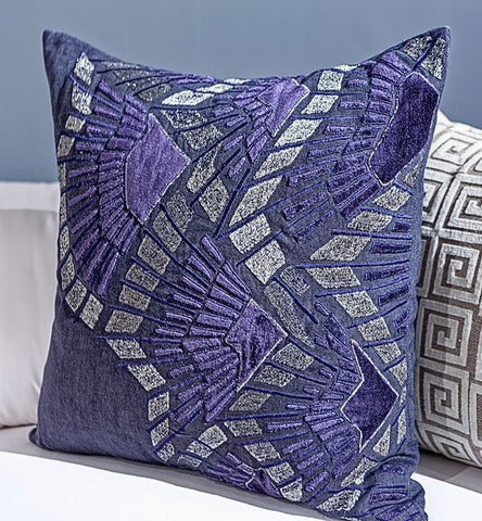 Navy Linen/Navy Velvet/Silver Applique - Callisto Home