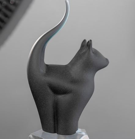 Black Frosted Glass Cat - Teign Valley Glass