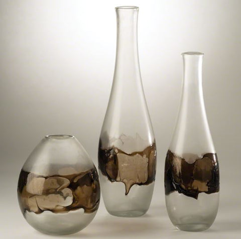 Molten Glass Bottle-Clear & Topaz - Studio A