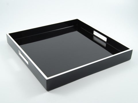 Square Serving Tray w/ Black & White Trim - Pacific Connections