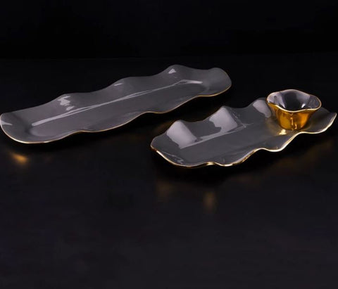 Ruffled Long Tray Graphite - Nima Oberoi - Lunares