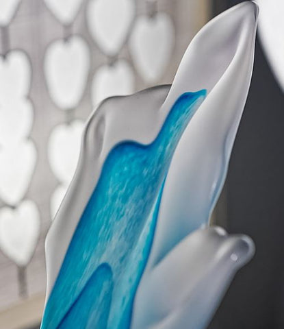 Splash Blue Aqua Glass Sculpture - Teign Valley Glass