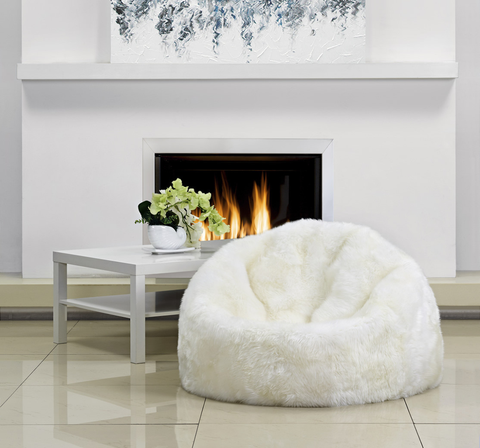 Large Ivory Long Wool Bean Bag - Auskin